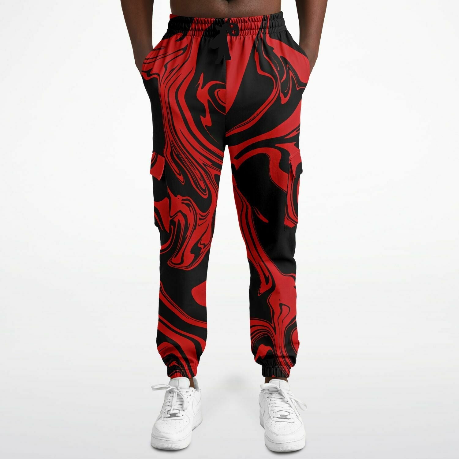Red and Black Slime Oil Spill Unisex Cargo Joggers (Fleece Lined)