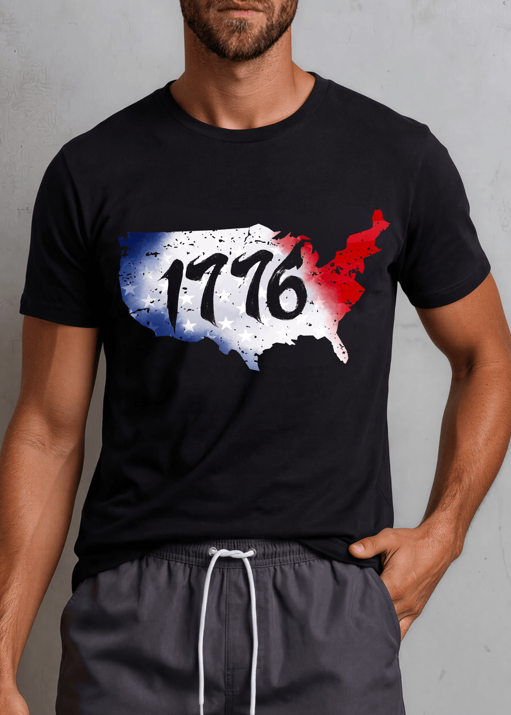 Men's 1776 Distressed USA Map Graphic T-Shirt Made in USA