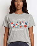 Happy 250th Birthday America Floral Graphic Tee | Women's Heather Gray | Made in USA