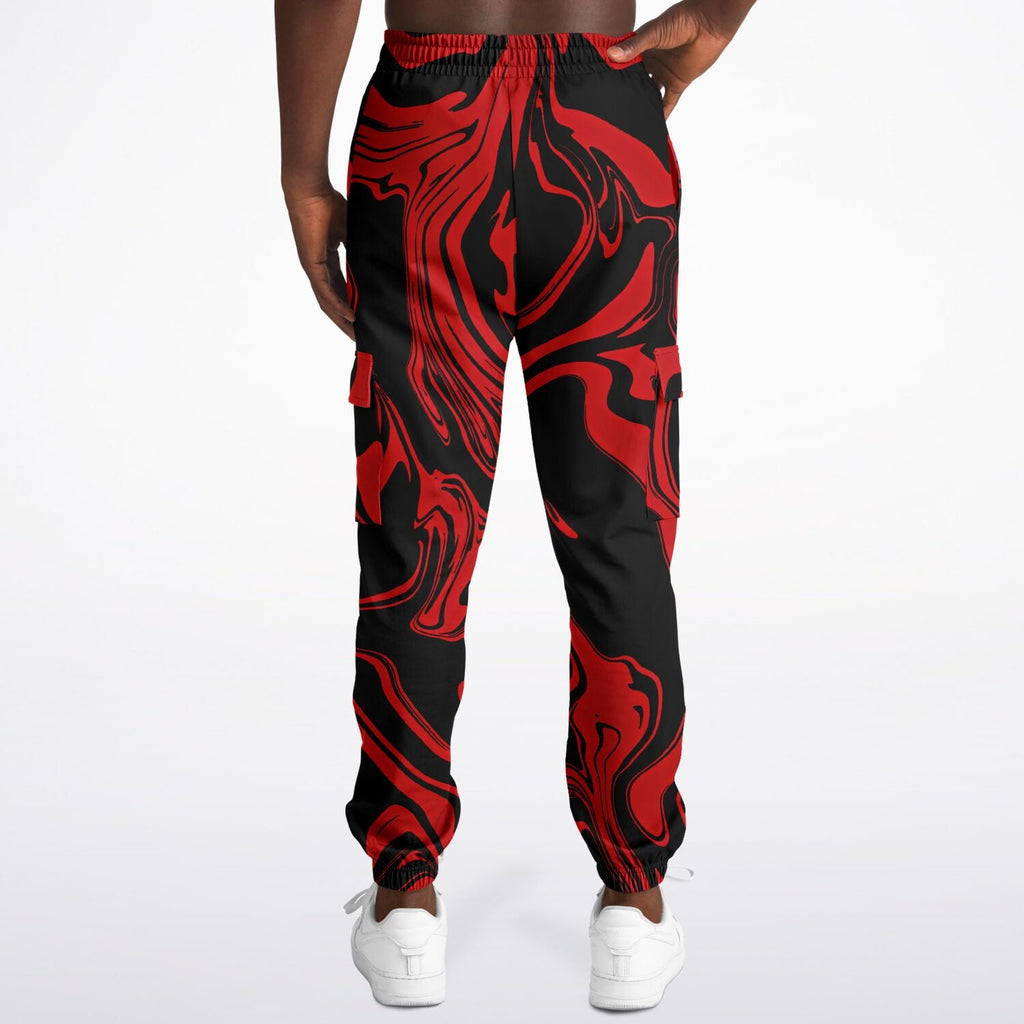 Red and Black Slime Oil Spill Unisex Cargo Joggers (Fleece Lined)