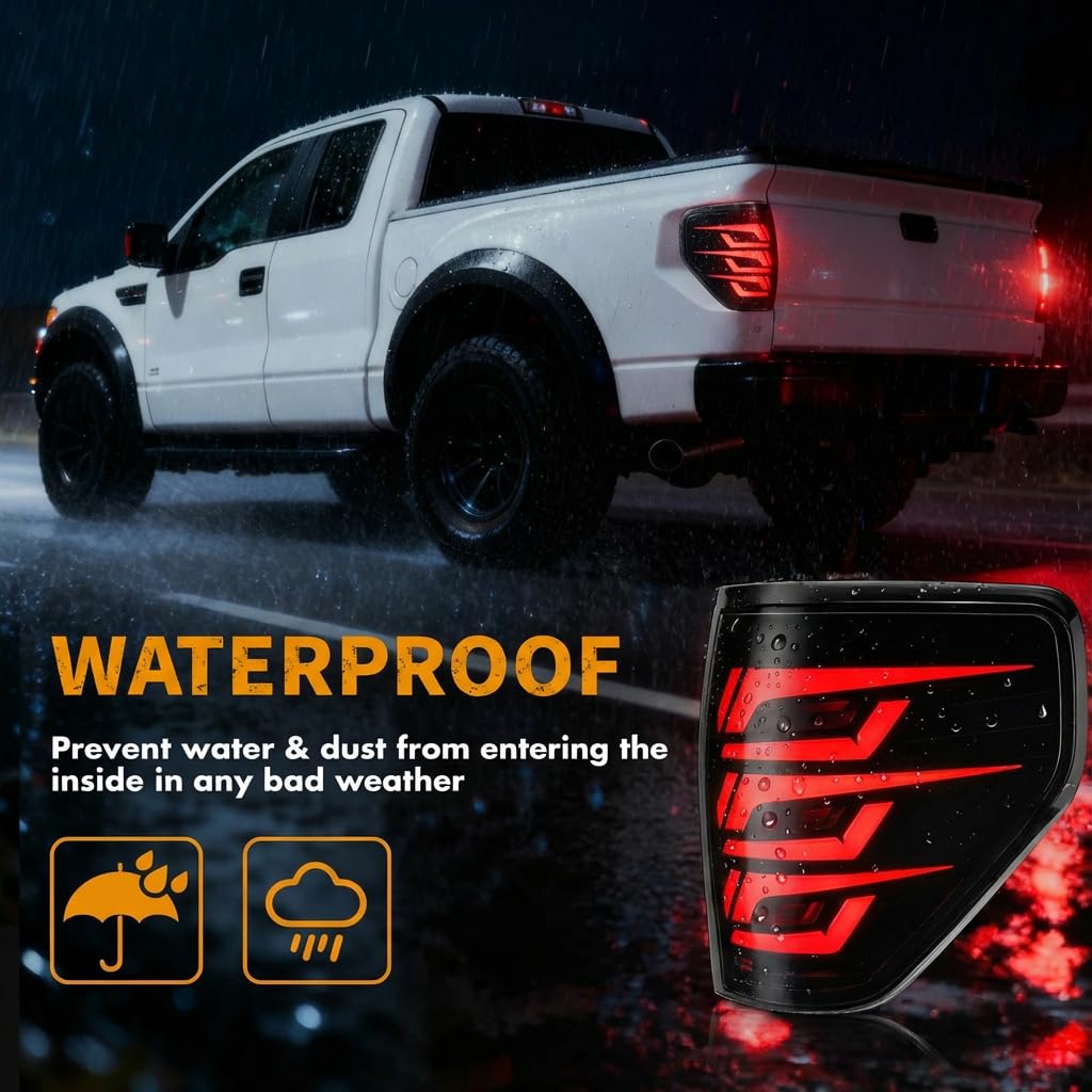 Upgrade LED Tail Lights for 2008-2016 Ford F250/350/450 Super Duty - Plug and Play, Waterproof, High-Brightness, C-Shape Design, Clear Lens