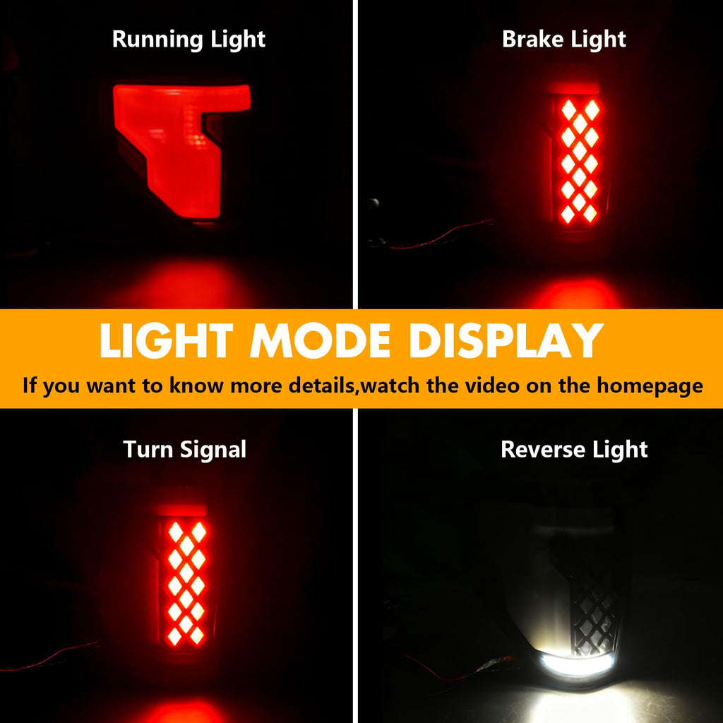 Upgrade LED Tail Lights for 2008-2016 Ford F250/350/450 Super Duty - Plug and Play, Waterproof, High-Brightness, C-Shape Design, Clear Lens