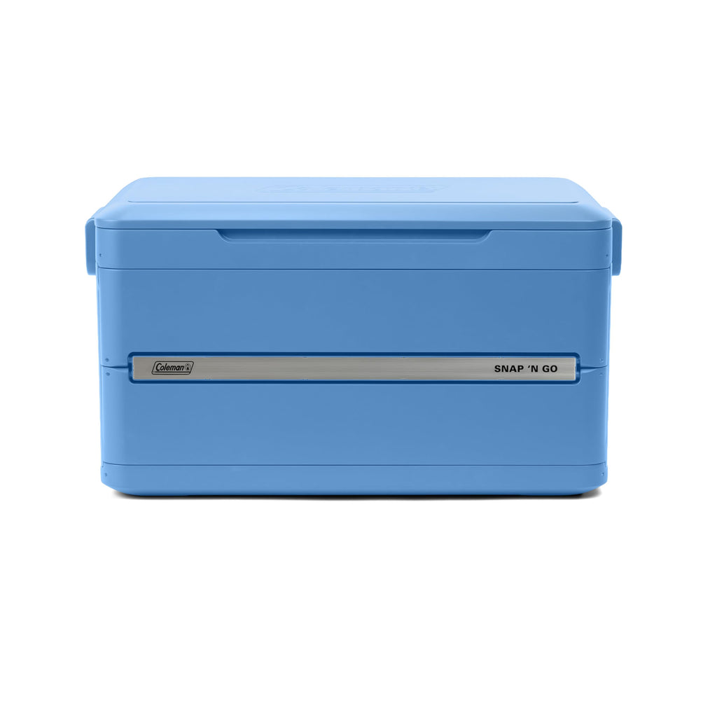 Coleman Snap N Go 45qt Collapsible Hard Cooler, Keeps ice Cold for up to 55 Hours, Holds up to 76 cans, Collapses up to 1/3 its Size, Can Hold up to 200 pounds, Blue Sky