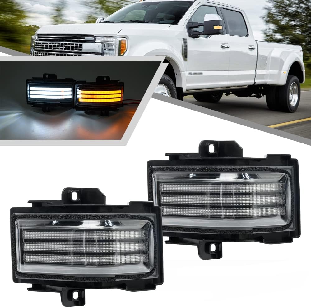 2017-2026+ Ford Super Duty F250 Smoked White Amber LED Mirror Lights