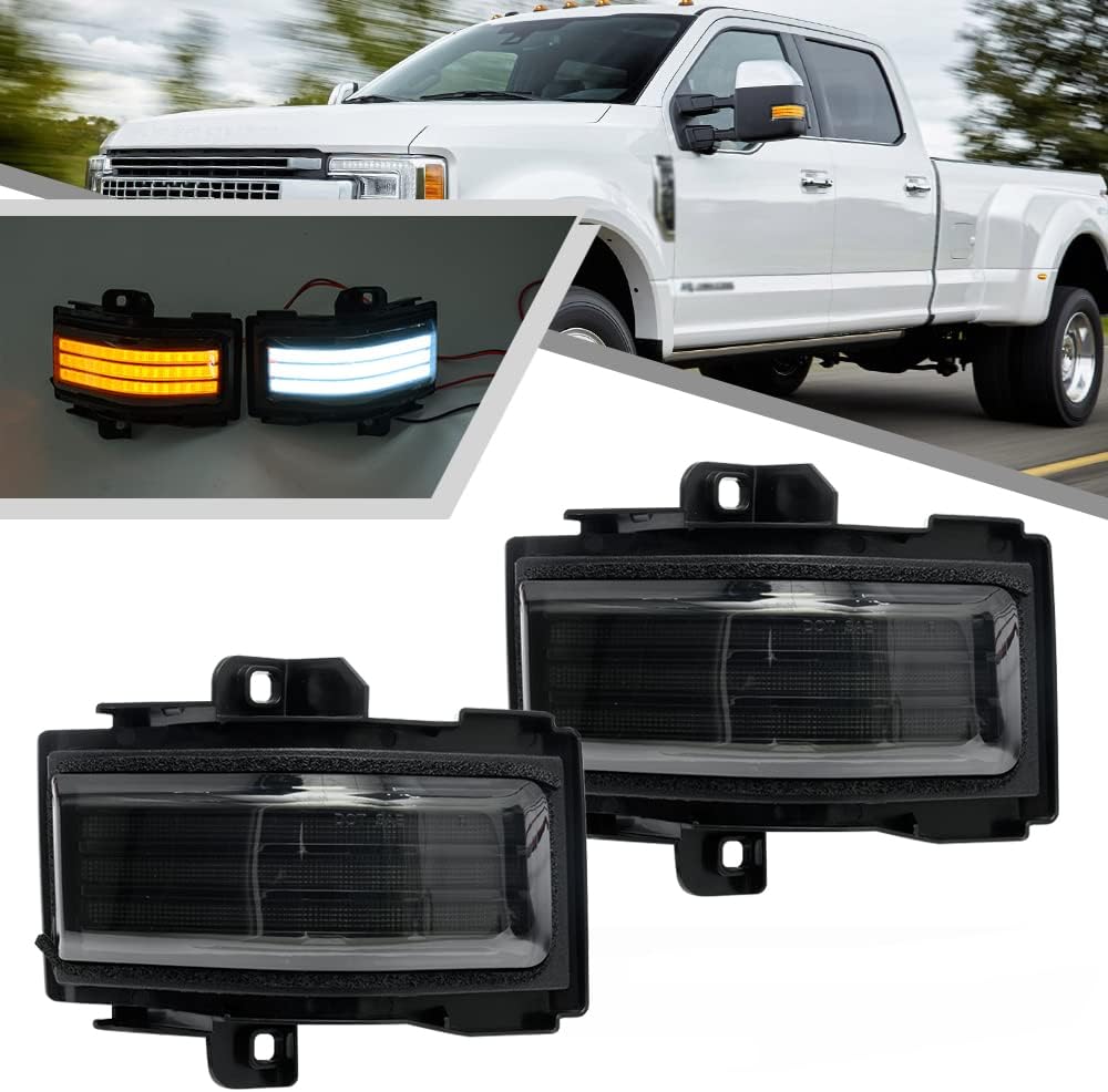 2017-2026+ Ford Super Duty F250 Smoked White Amber LED Mirror Lights