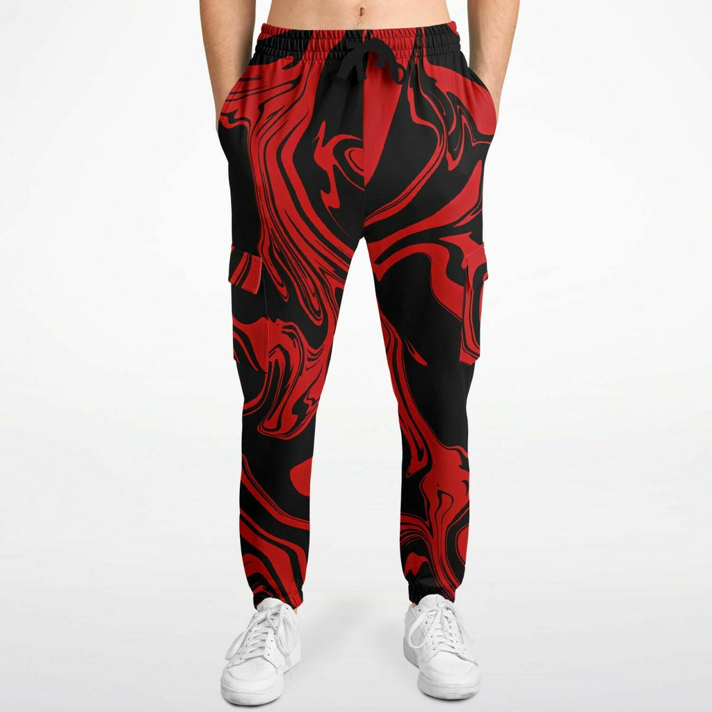 Red and Black Slime Oil Spill Unisex Cargo Joggers (Fleece Lined)