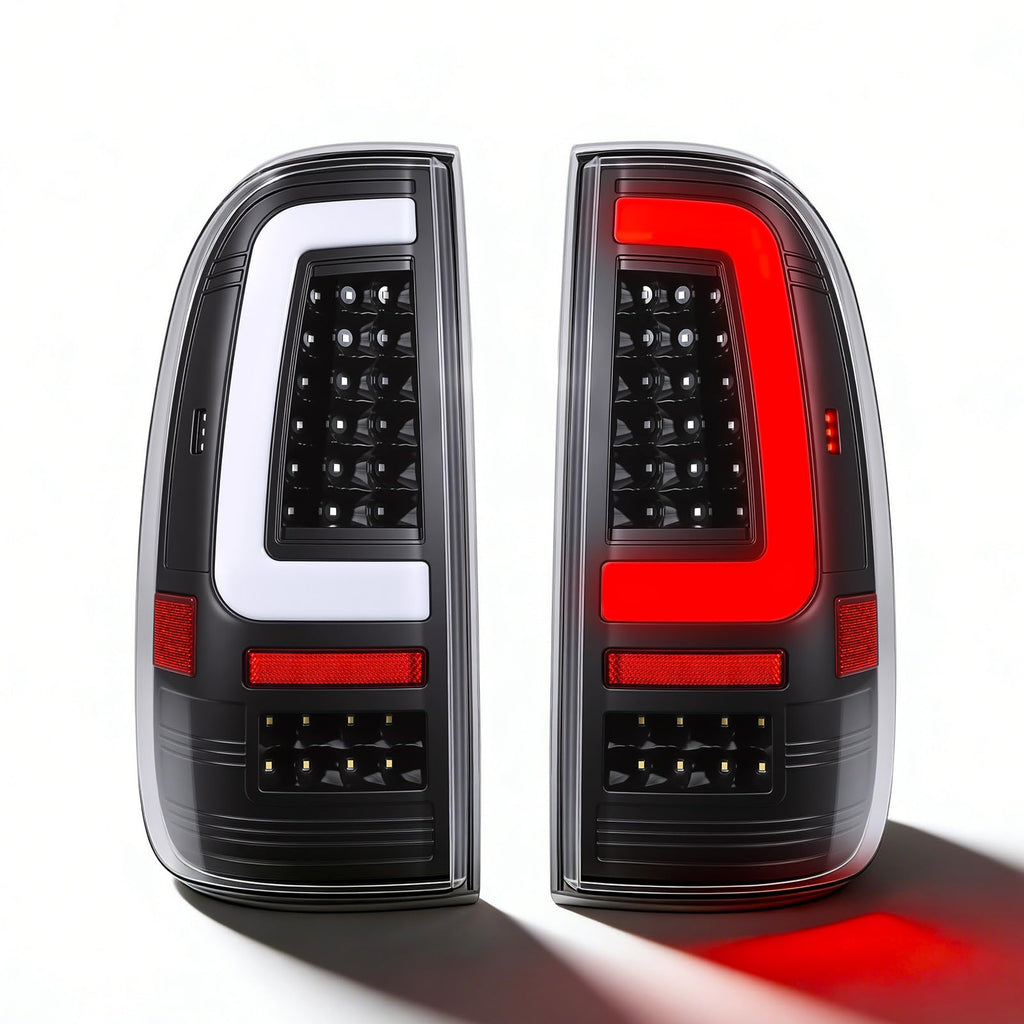 Upgrade LED Tail Lights for 2008-2016 Ford F250/350/450 Super Duty - Plug and Play, Waterproof, High-Brightness, C-Shape Design, Clear Lens