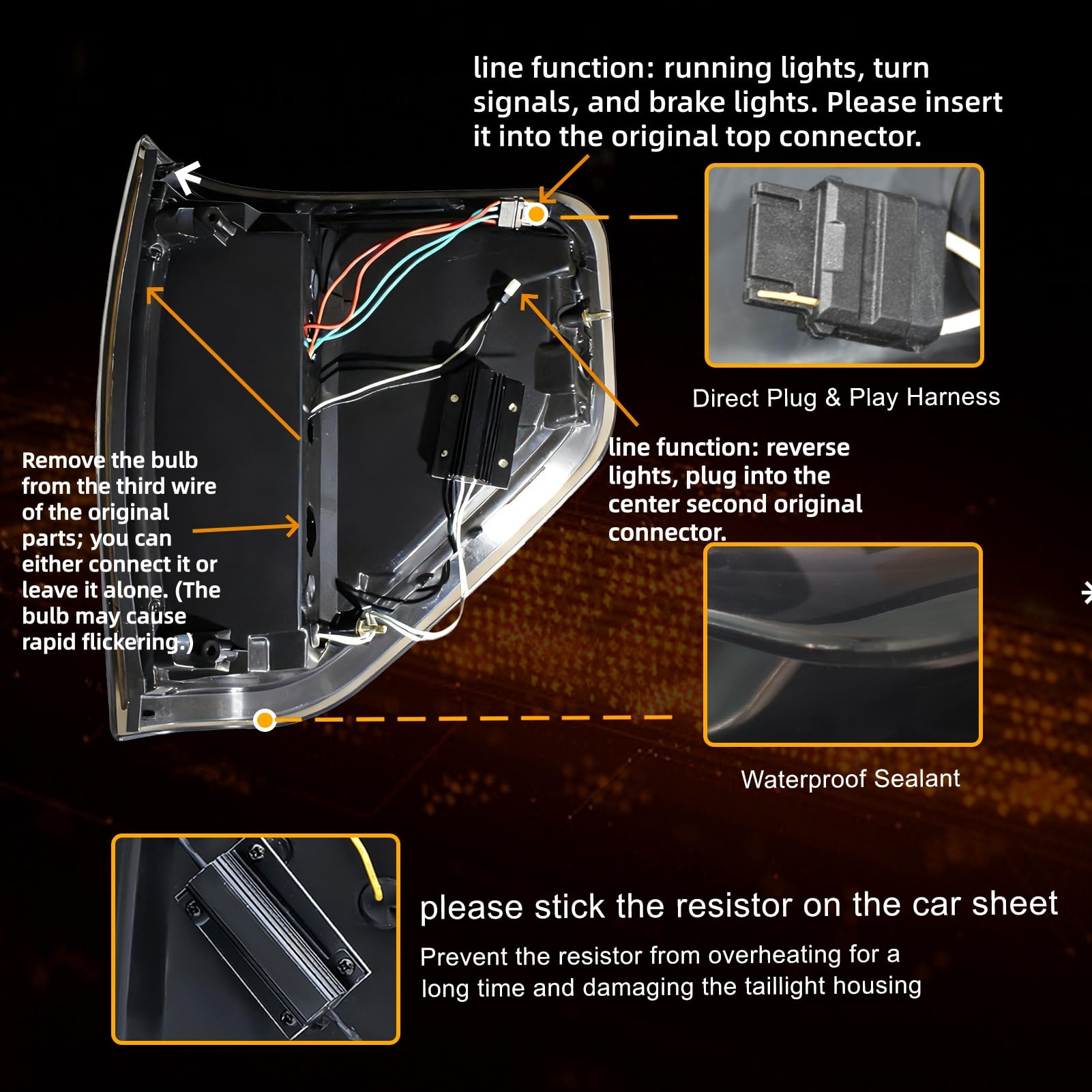 Upgrade LED Tail Lights for 2008-2016 Ford F250/350/450 Super Duty - Plug and Play, Waterproof, High-Brightness, C-Shape Design, Clear Lens