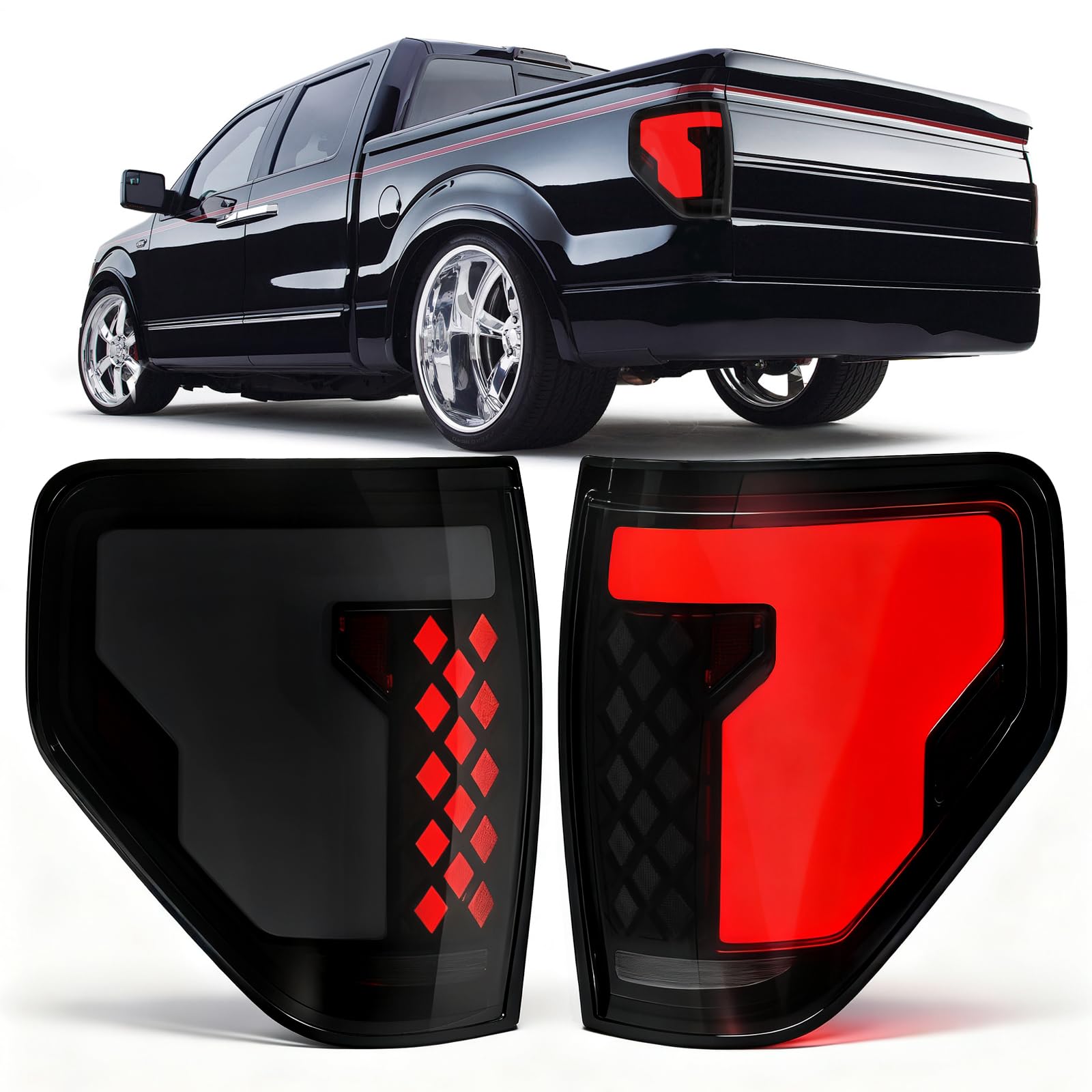 Upgrade LED Tail Lights for 2008-2016 Ford F250/350/450 Super Duty - Plug and Play, Waterproof, High-Brightness, C-Shape Design, Clear Lens
