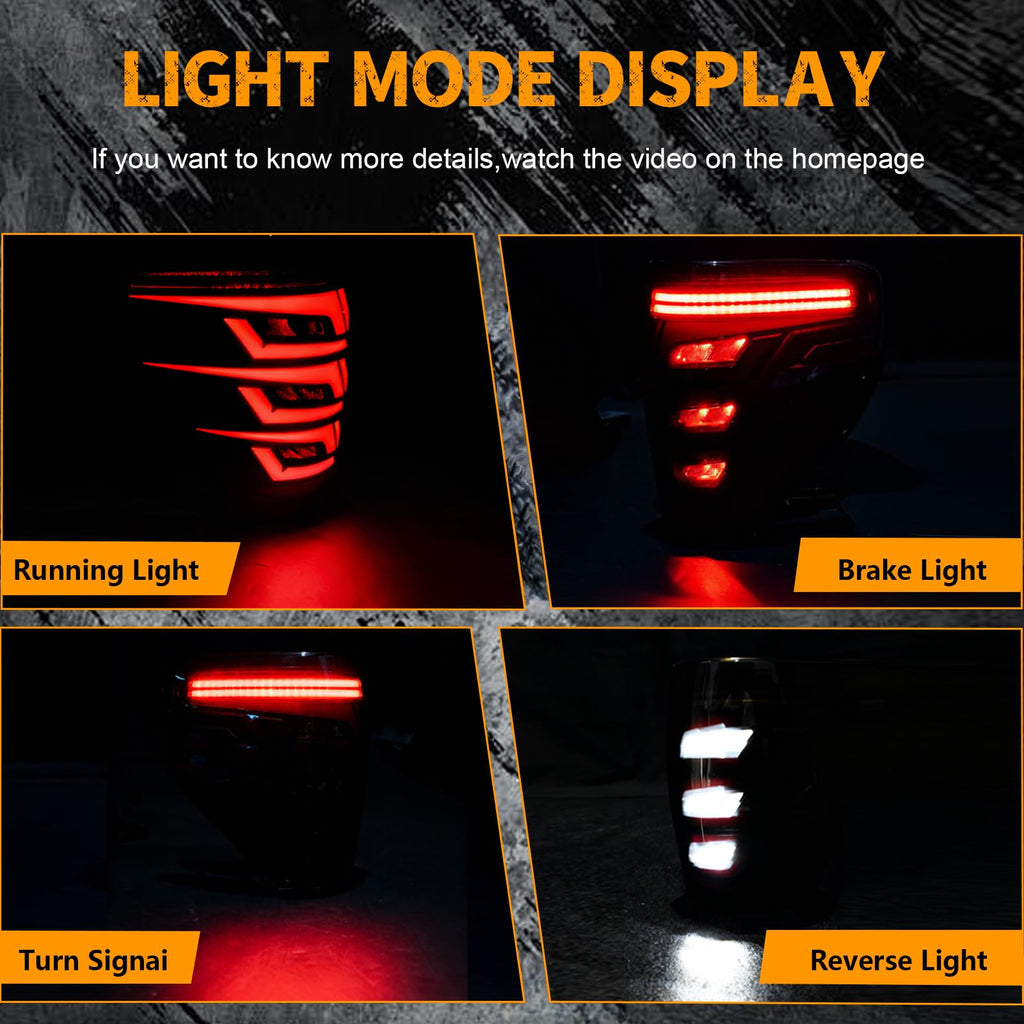 Upgrade LED Tail Lights for 2008-2016 Ford F250/350/450 Super Duty - Plug and Play, Waterproof, High-Brightness, C-Shape Design, Clear Lens