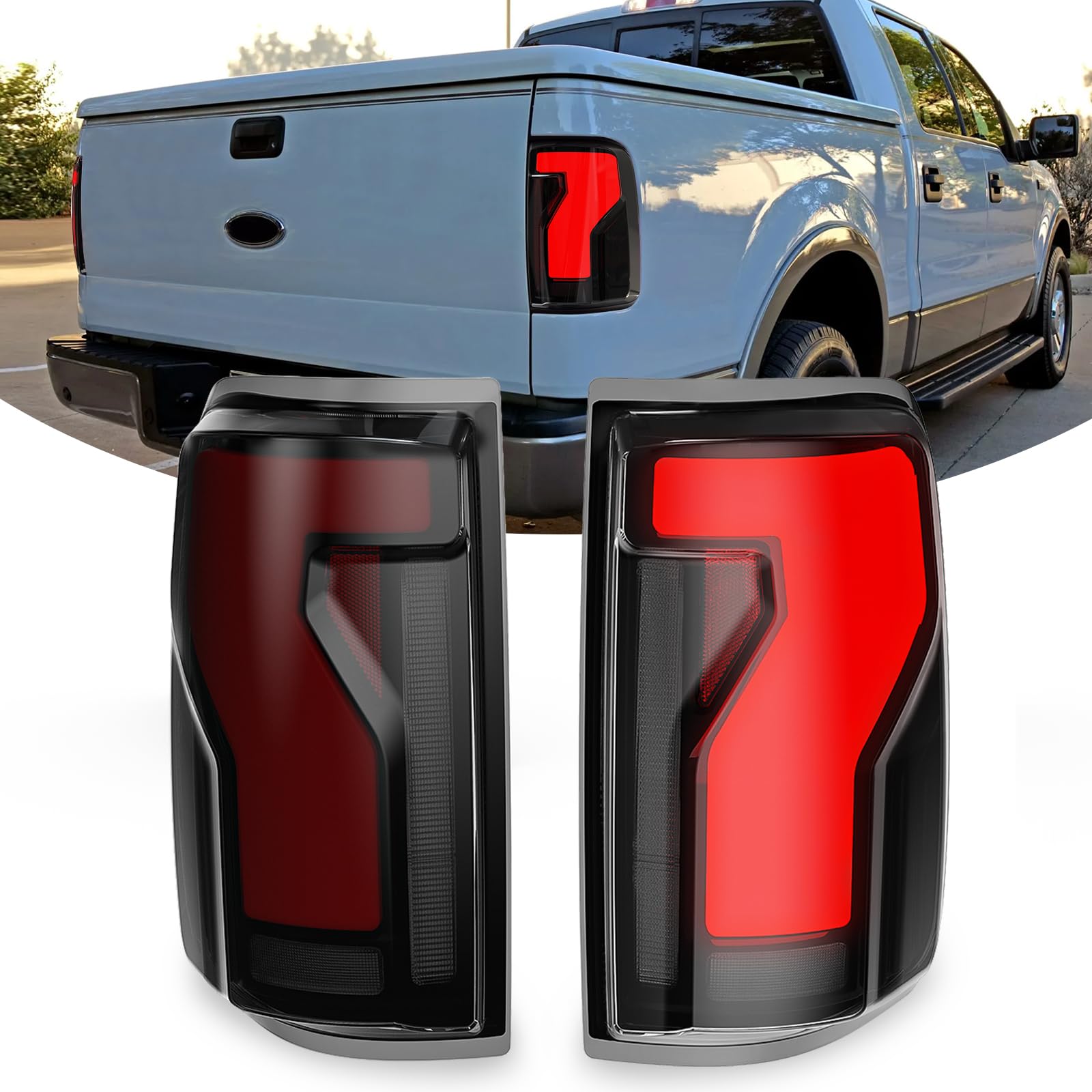 Upgrade LED Tail Lights for 2008-2016 Ford F250/350/450 Super Duty - Plug and Play, Waterproof, High-Brightness, C-Shape Design, Clear Lens