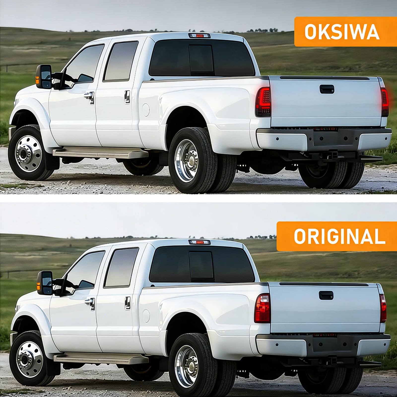 Upgrade LED Tail Lights for 2008-2016 Ford F250/350/450 Super Duty - Plug and Play, Waterproof, High-Brightness, C-Shape Design, Clear Lens