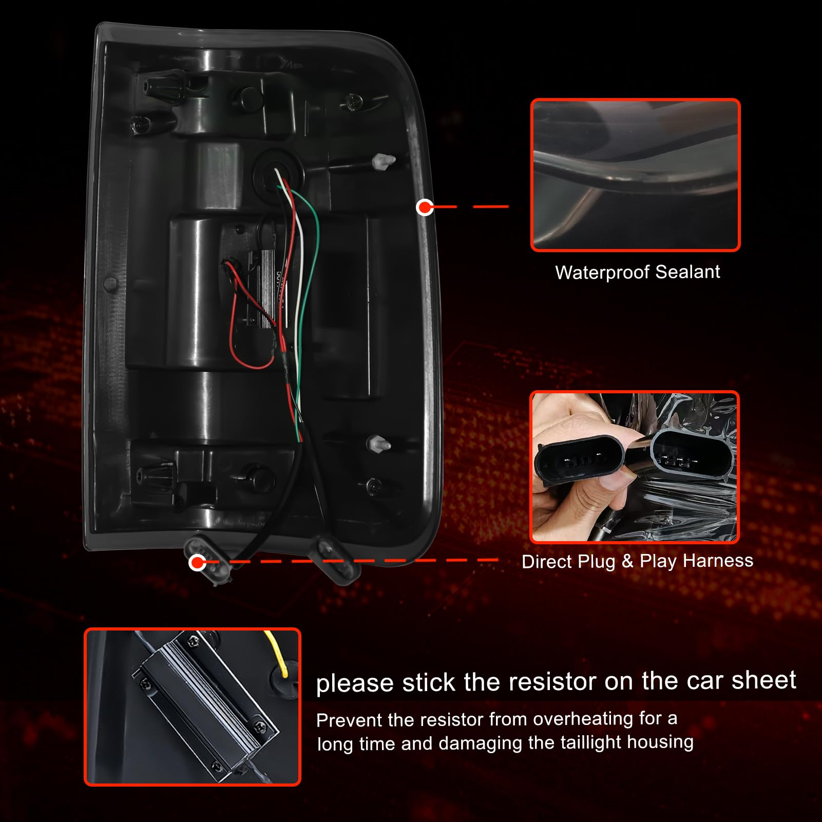 Upgrade LED Tail Lights for 2008-2016 Ford F250/350/450 Super Duty - Plug and Play, Waterproof, High-Brightness, C-Shape Design, Clear Lens