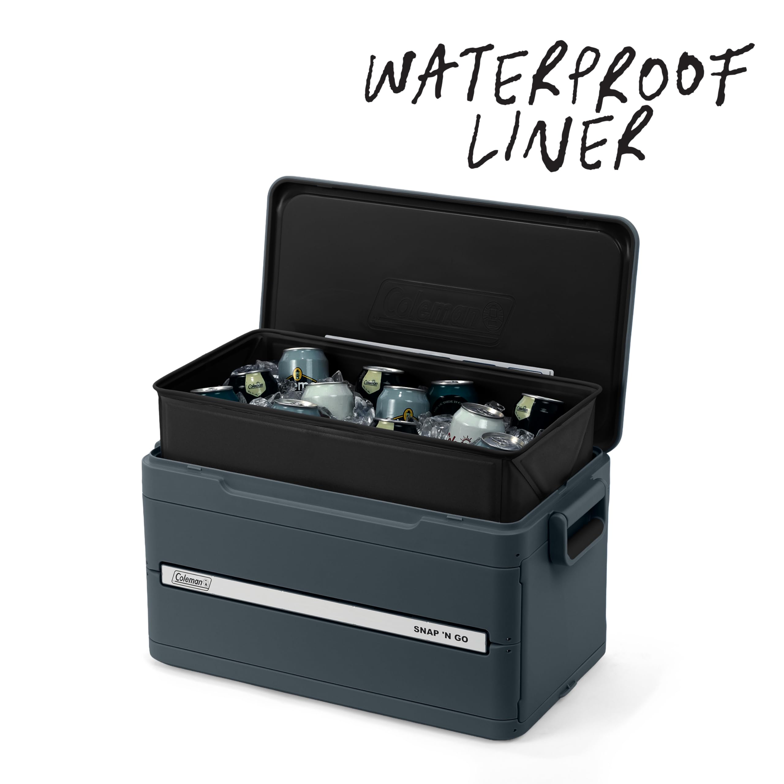 Coleman Snap N Go 45qt Collapsible Hard Cooler, Keeps ice Cold for up to 55 Hours, Holds up to 76 cans, Collapses up to 1/3 its Size, Can Hold up to 200 pounds, Blue Sky