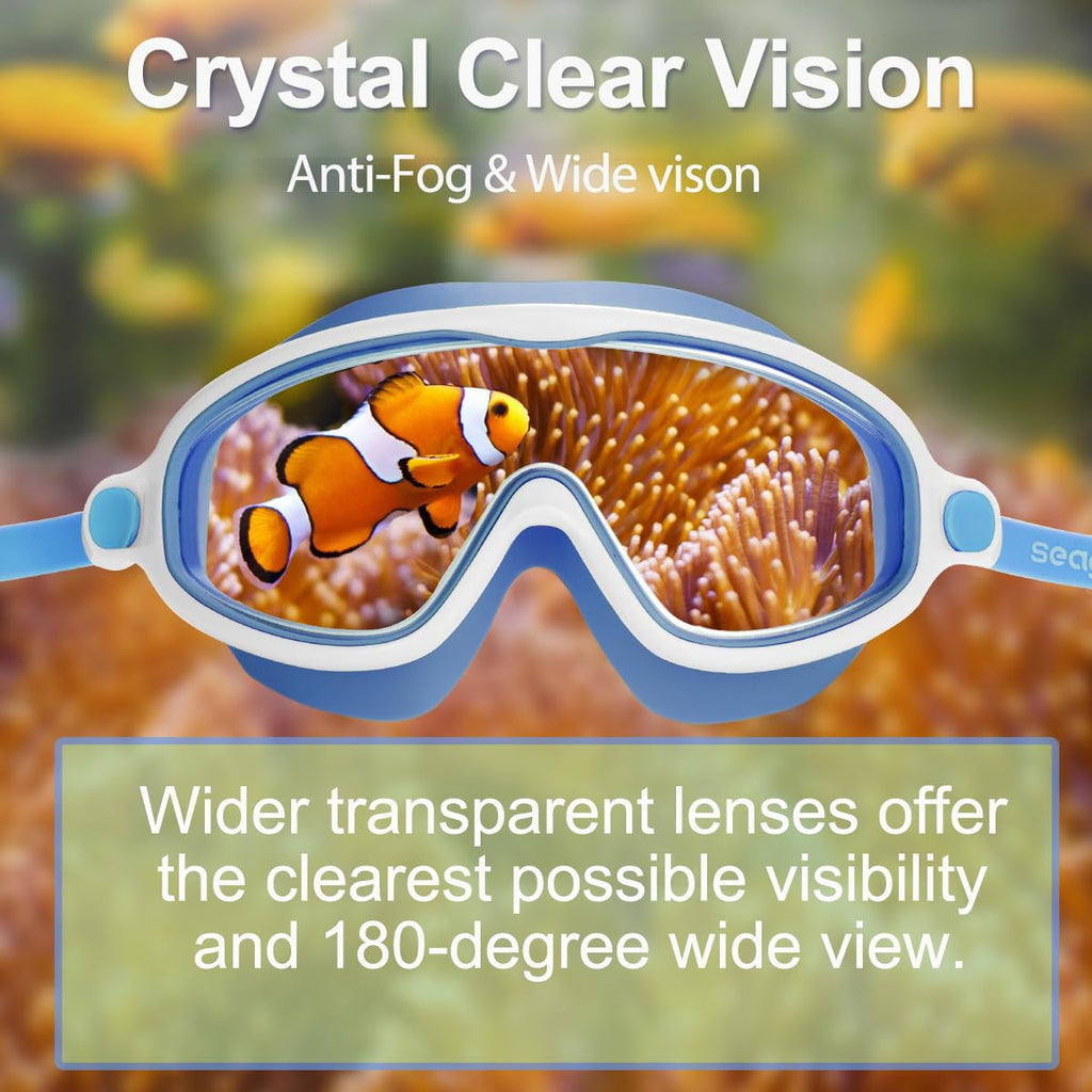 Seago Swim Goggles 2 Pack Anti-Fog Anti-UV Wide View Swimming Goggles for Kids 3-14