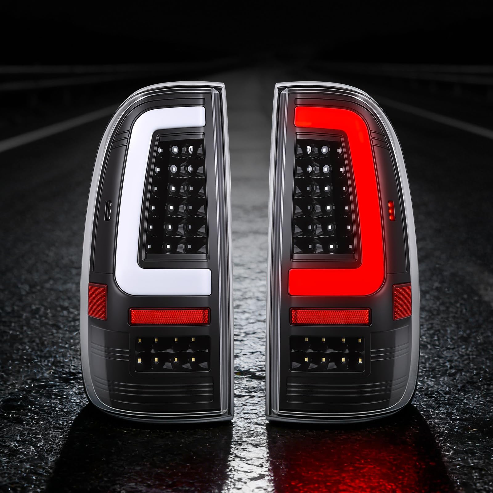 Upgrade LED Tail Lights for 2008-2016 Ford F250/350/450 Super Duty - Plug and Play, Waterproof, High-Brightness, C-Shape Design, Clear Lens