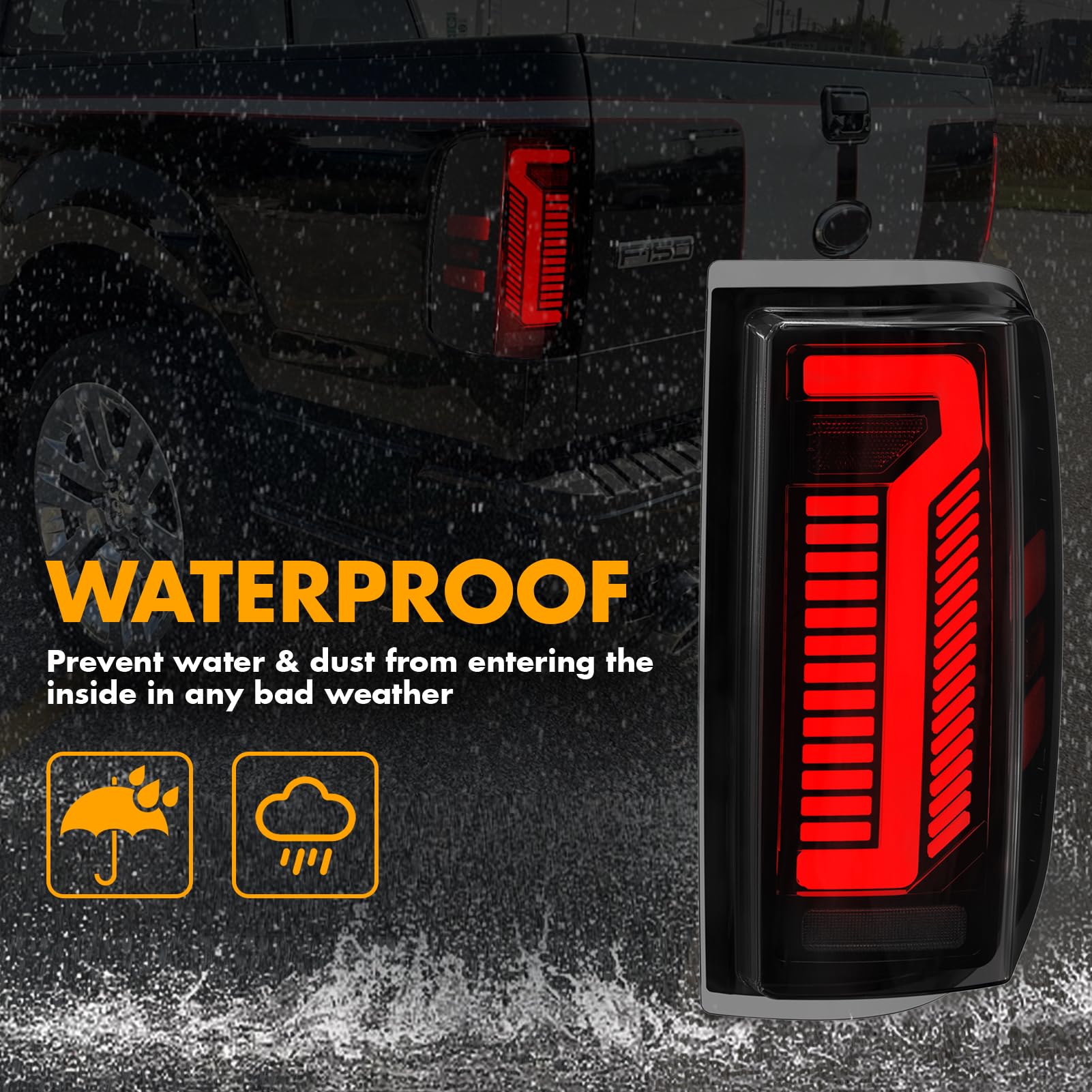 Upgrade LED Tail Lights for 2008-2016 Ford F250/350/450 Super Duty - Plug and Play, Waterproof, High-Brightness, C-Shape Design, Clear Lens