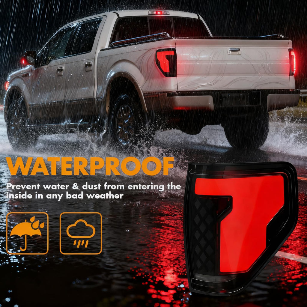 Upgrade LED Tail Lights for 2008-2016 Ford F250/350/450 Super Duty - Plug and Play, Waterproof, High-Brightness, C-Shape Design, Clear Lens