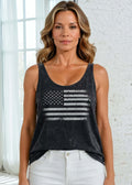 Distressed American Flag Graphic Premium Cotton Tank Vintage Wash