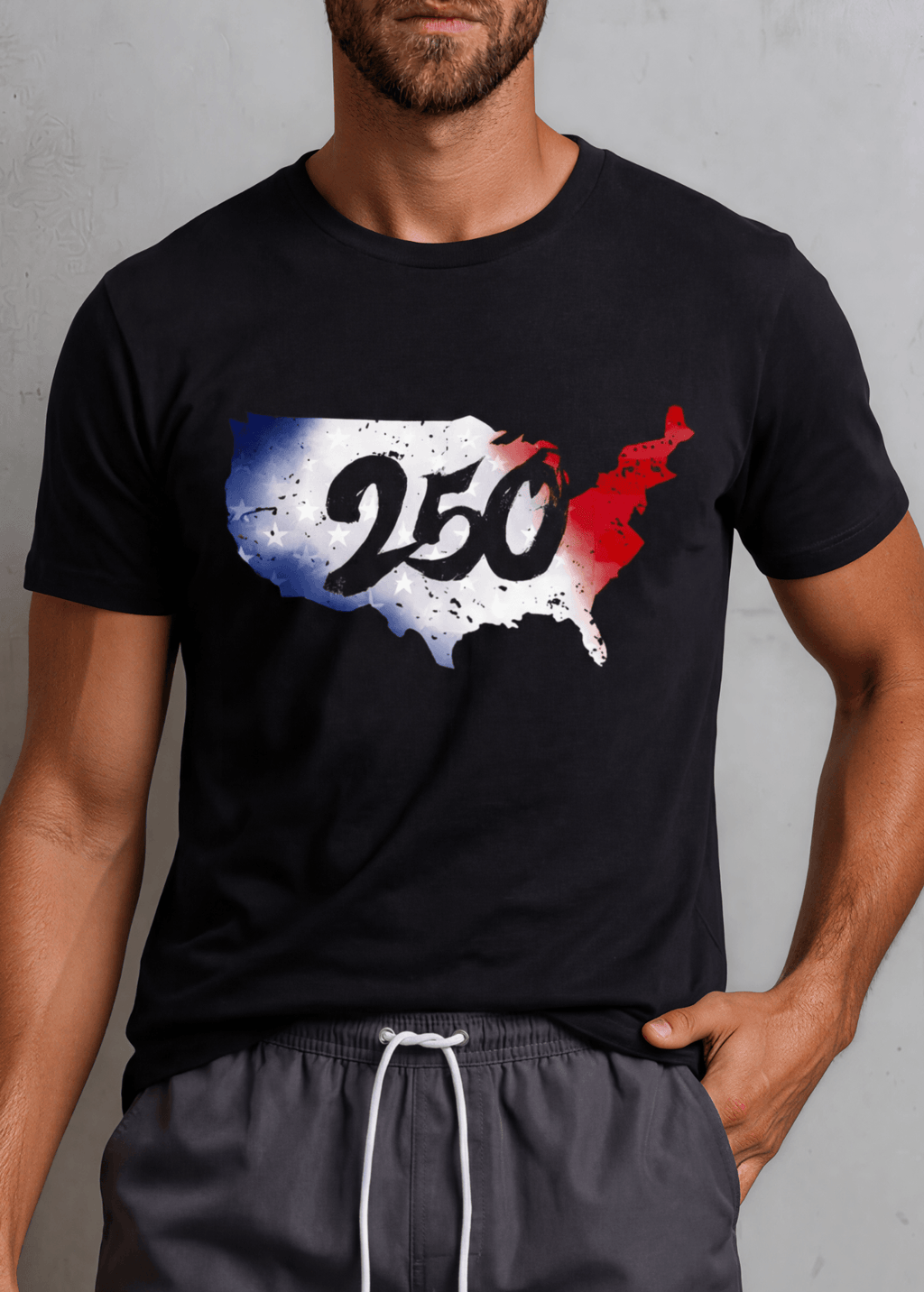 Men's 250 Distressed Graphic 4th of July T-Shirt Made in USA