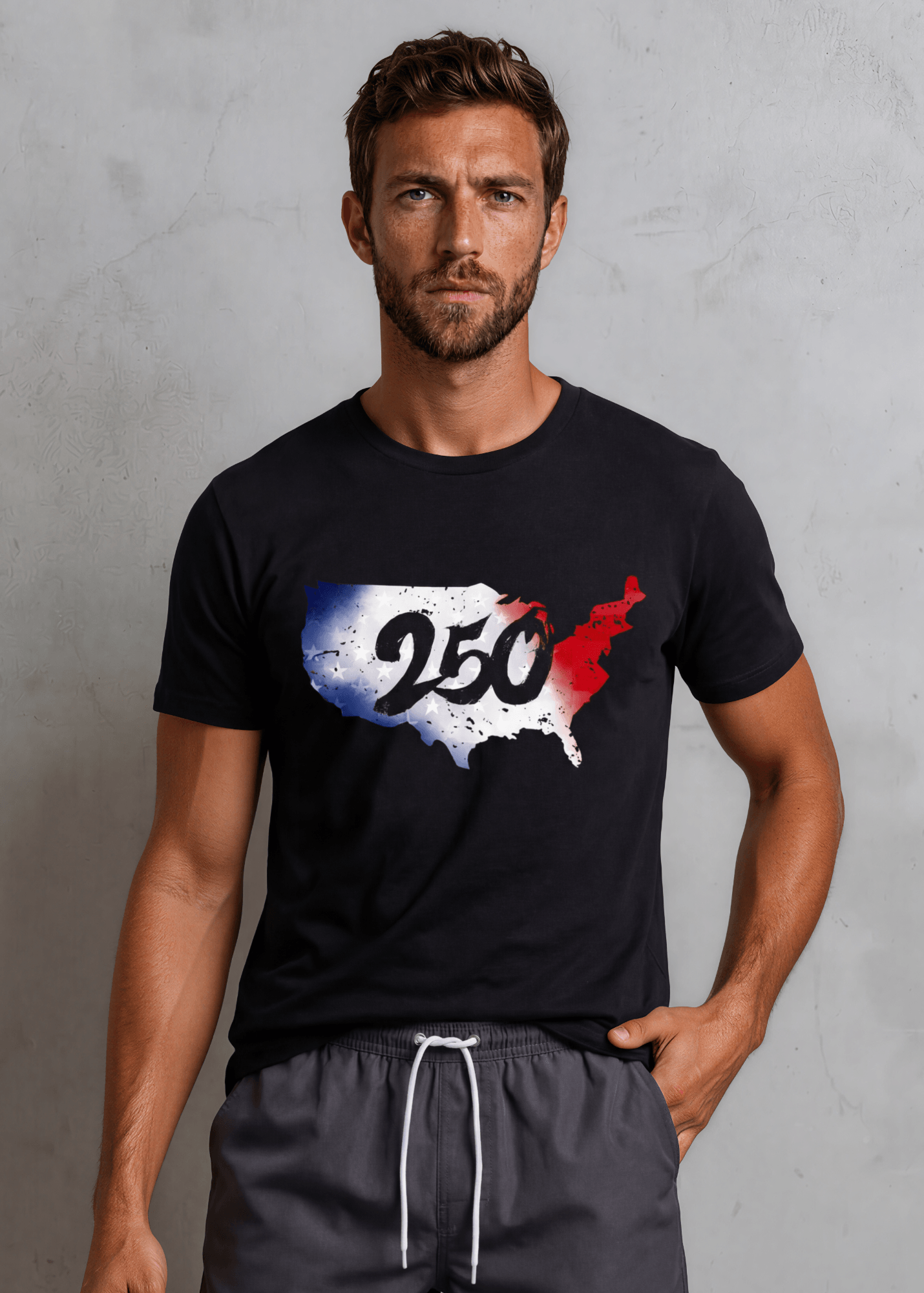Men's 250 Distressed Graphic 4th of July T-Shirt Made in USA