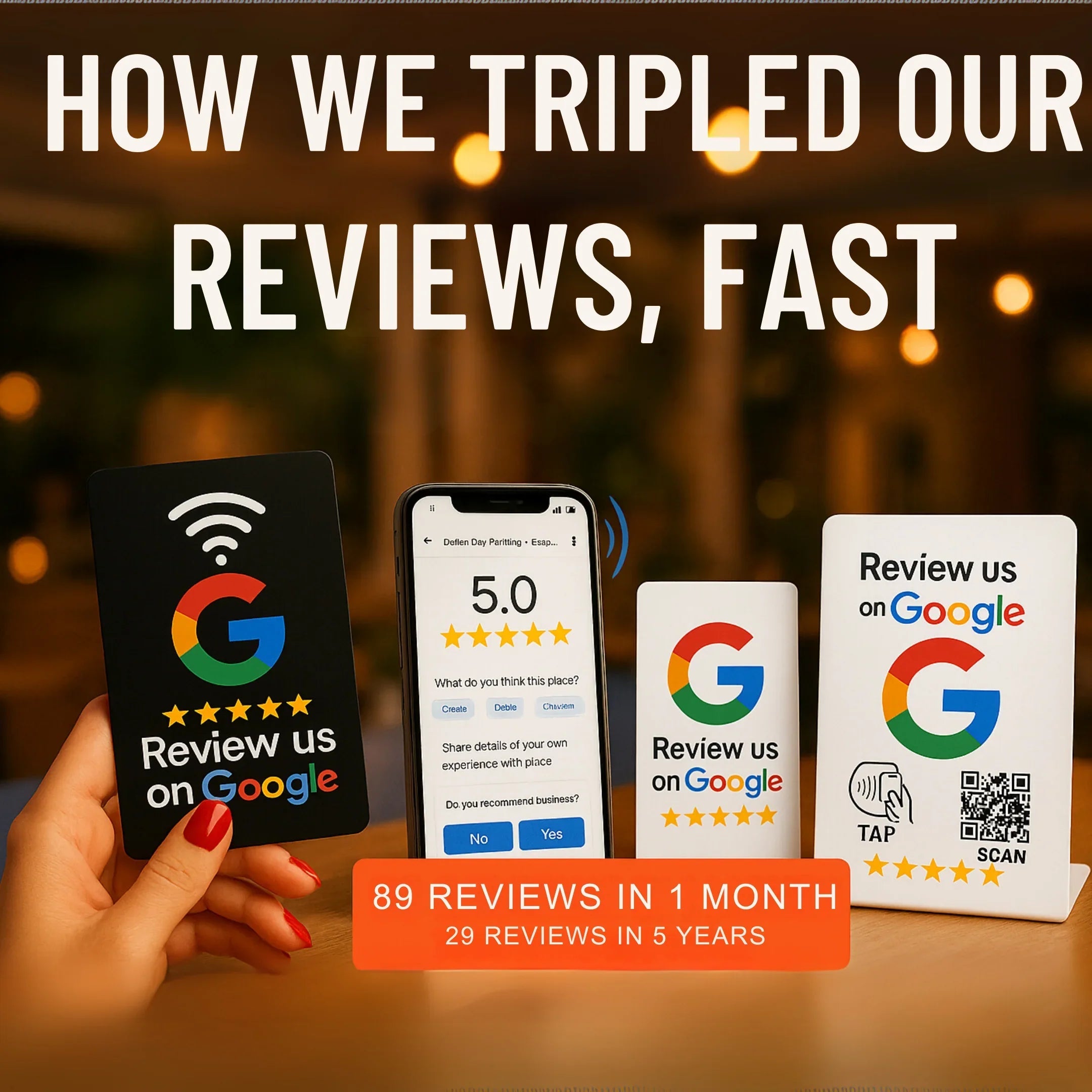NFC Google Review Stand (5-Pack) - Premium Review Collection Kit
