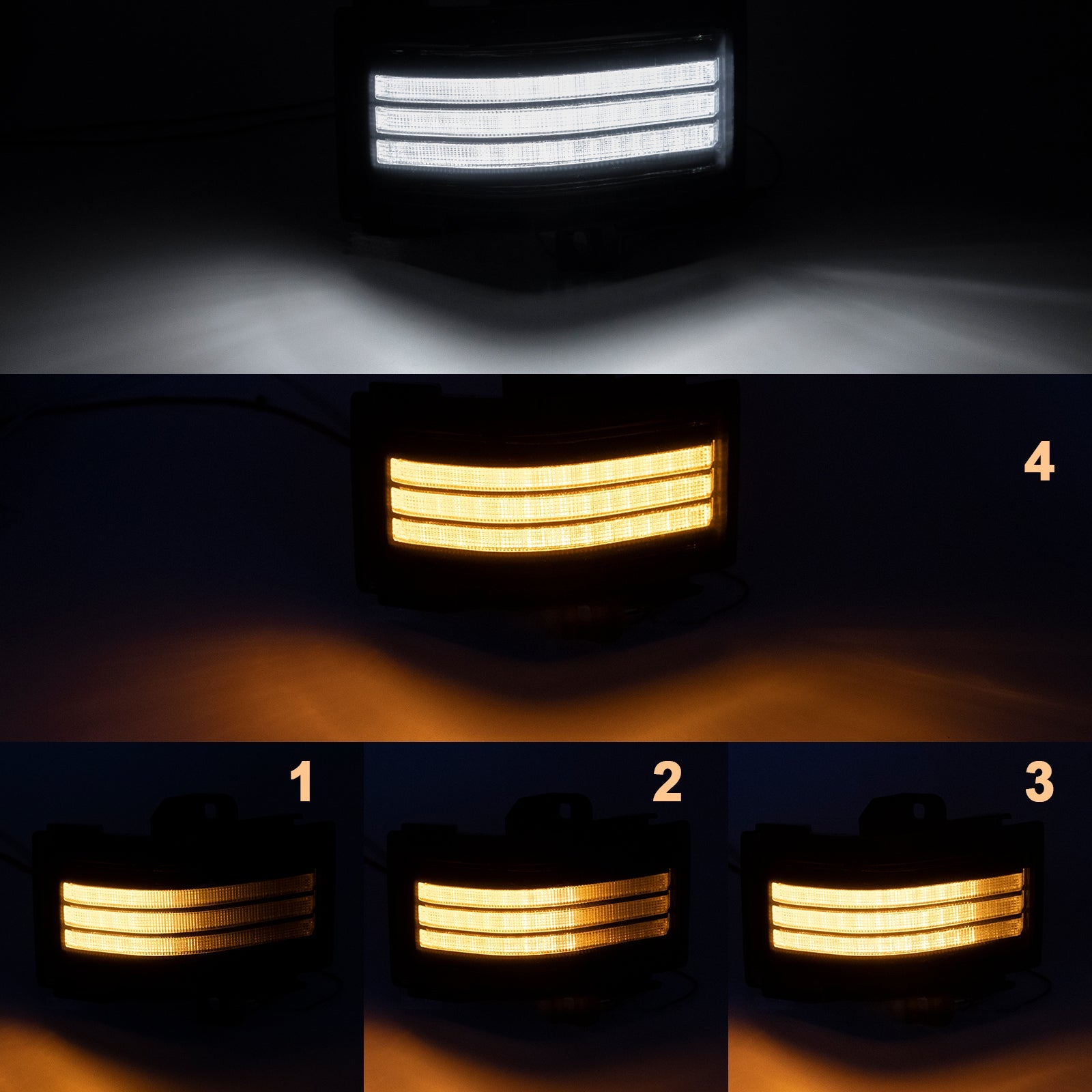 2017-2026+ Ford Super Duty F250 Smoked White Amber LED Mirror Lights
