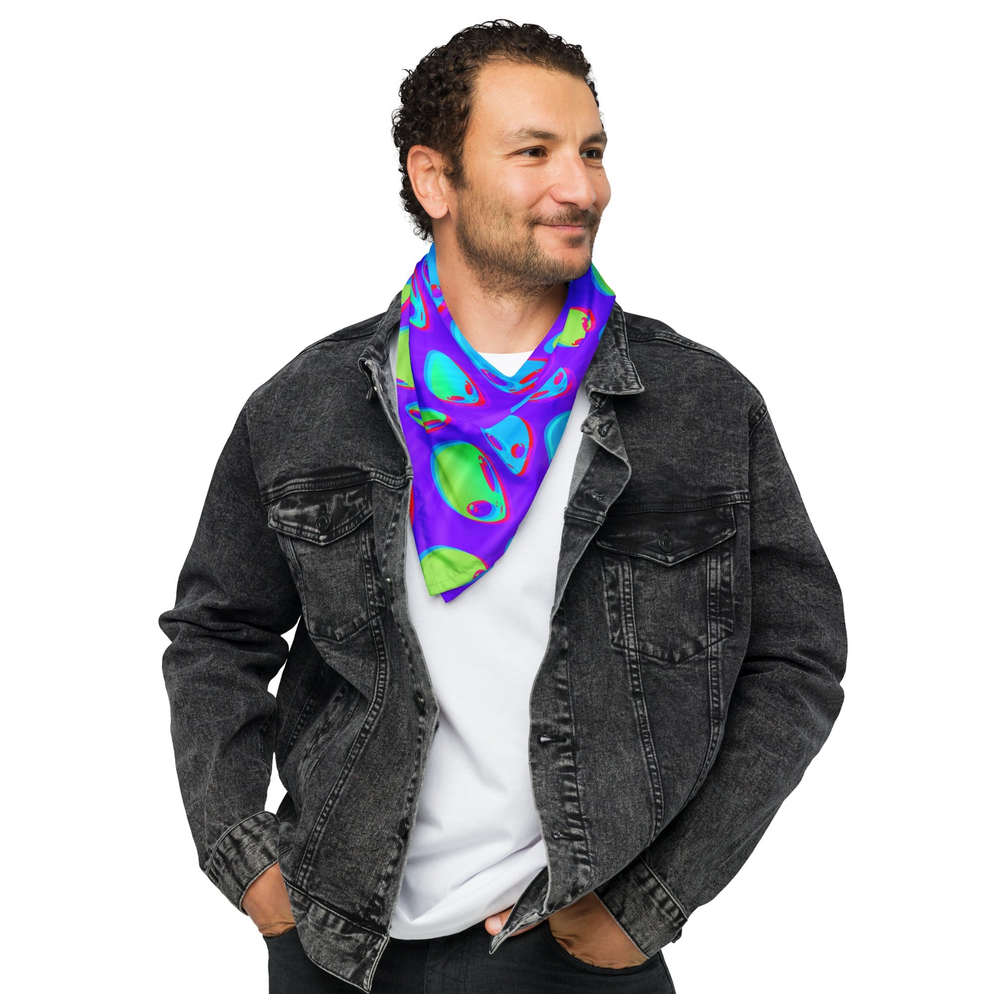 Purple Alien Vapor Glitch Rave Bandana