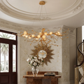 Golden Tree Branch Glass Flower Chandelier